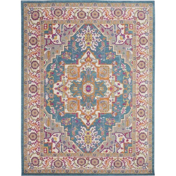 Palacedesigns 7 x 10 ft. Teal & Pink Medallion Area Rug PA3647753 - main